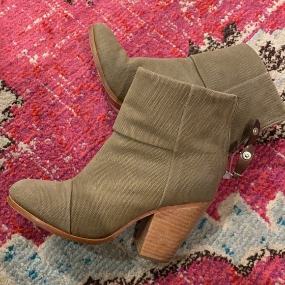 Rag & Bone / Newbury canvas olive green heeled Ankle Boot 36 6 - Picture 1 of 7